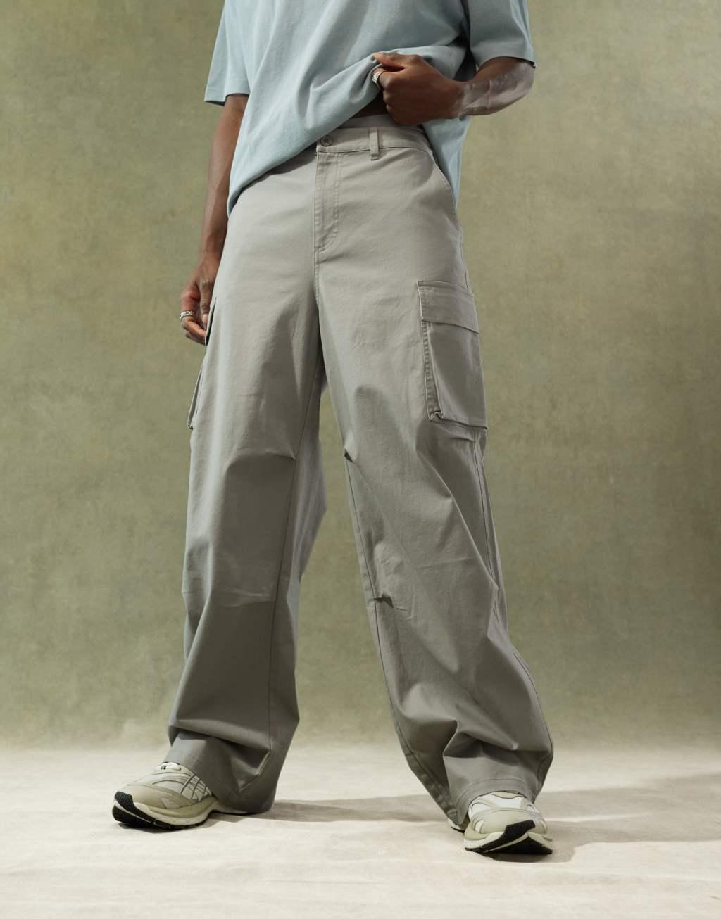 ASOS DESIGN super baggy cargo pants in gray Product Image