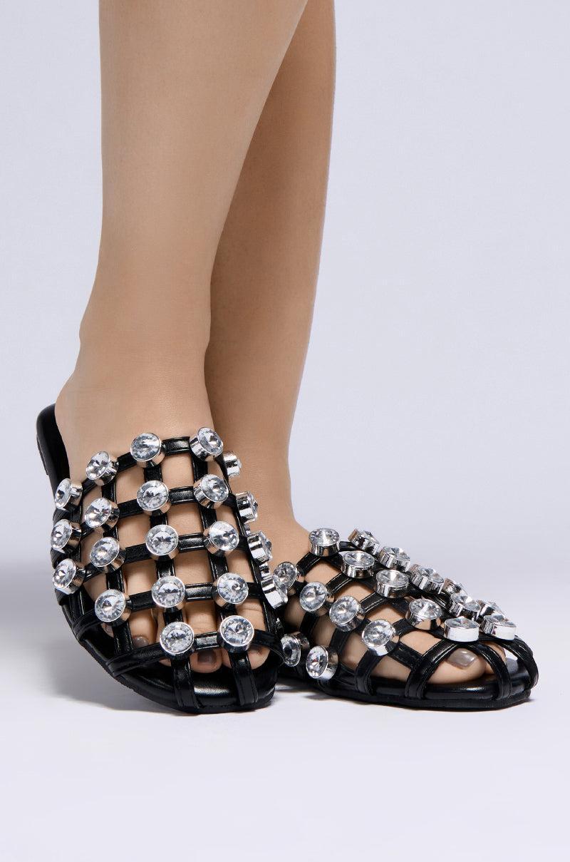 AZALEA WANG XERES GEM EMBELLISHED FLAT IN BLACK Product Image