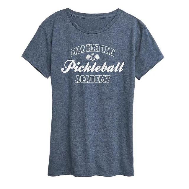 Plus Manhattan Pickleball Academy Graphic Tee, Womens Grey Blue Product Image