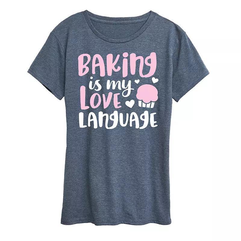 Womens Baking Is My Love Language Graphic Tee Grey Blue Product Image