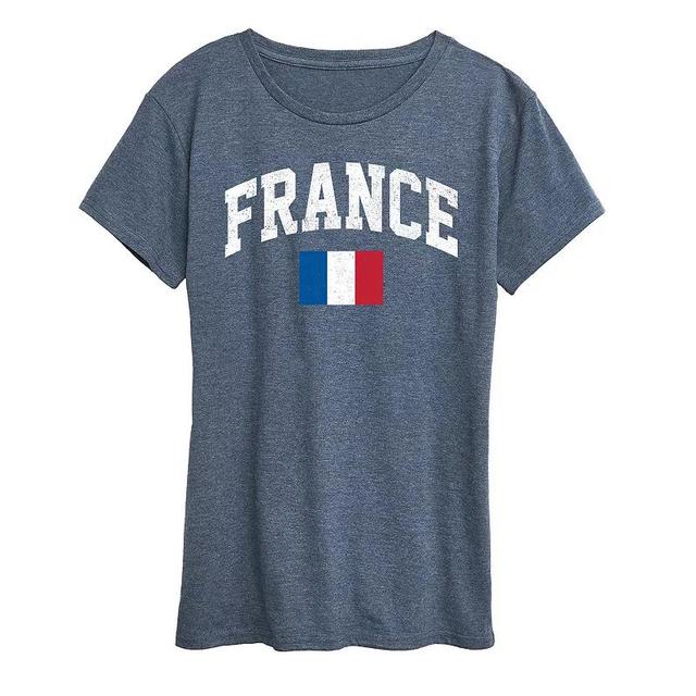 Womens France Flag Graphic Tee Grey Blue Product Image