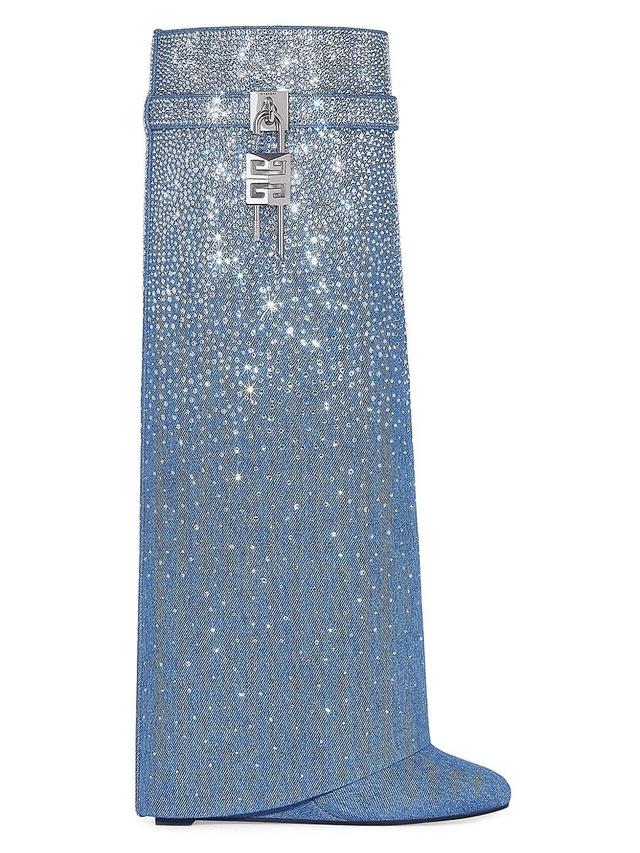 Womens Shark Lock Boots in Denim with Strass Product Image