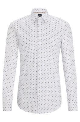 HUGO BOSS Slim-fit Shirt In Printed Stretch Cotton In White Product Image