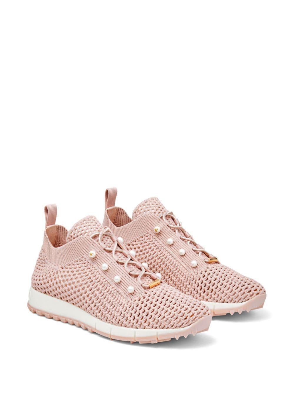 Women's Veles Faux Pearl-embellished Crocheted Sneakers In Macaron Product Image