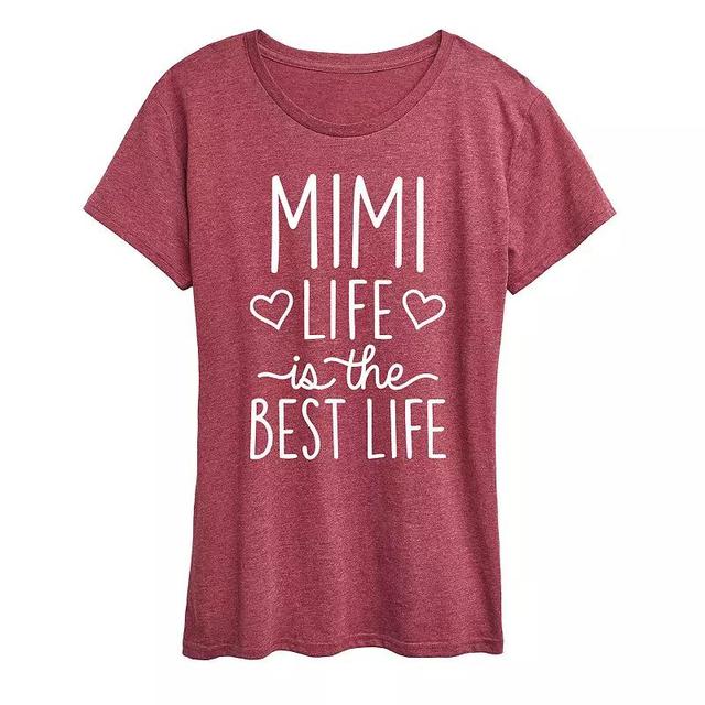 Womens Mimi Life Is The Best Life Graphic Tee, Girls Heather Grey Product Image