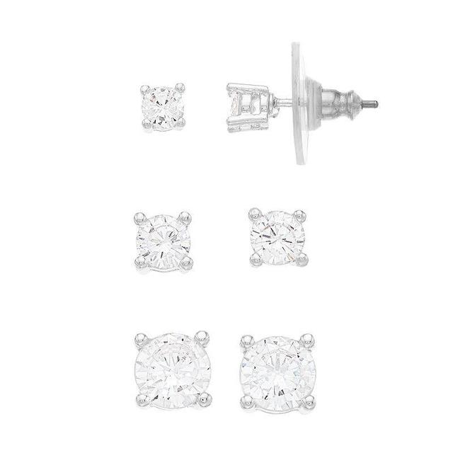 Nine West Cubic Zirconia Stud Earring Set, Womens, Clear Product Image