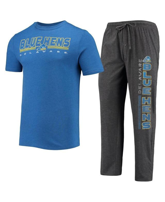 Mens Concepts Sport Heathered Charcoal/Royal Delaware Fightin Blue Hens Meter T-Shirt & Pants Sleep Set Product Image