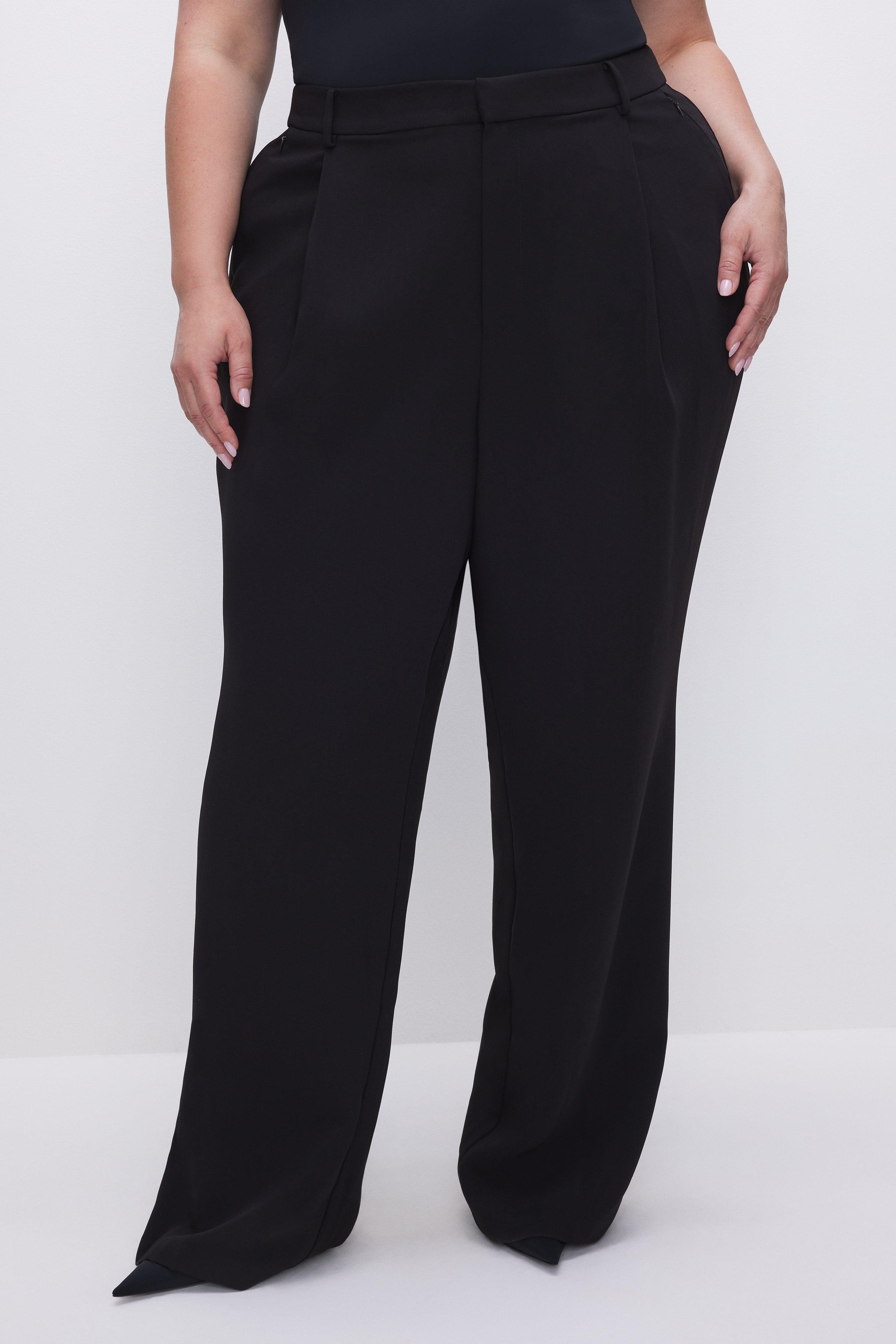 LUXE SUITING COLUMN TROUSERS | BLACK001 Product Image