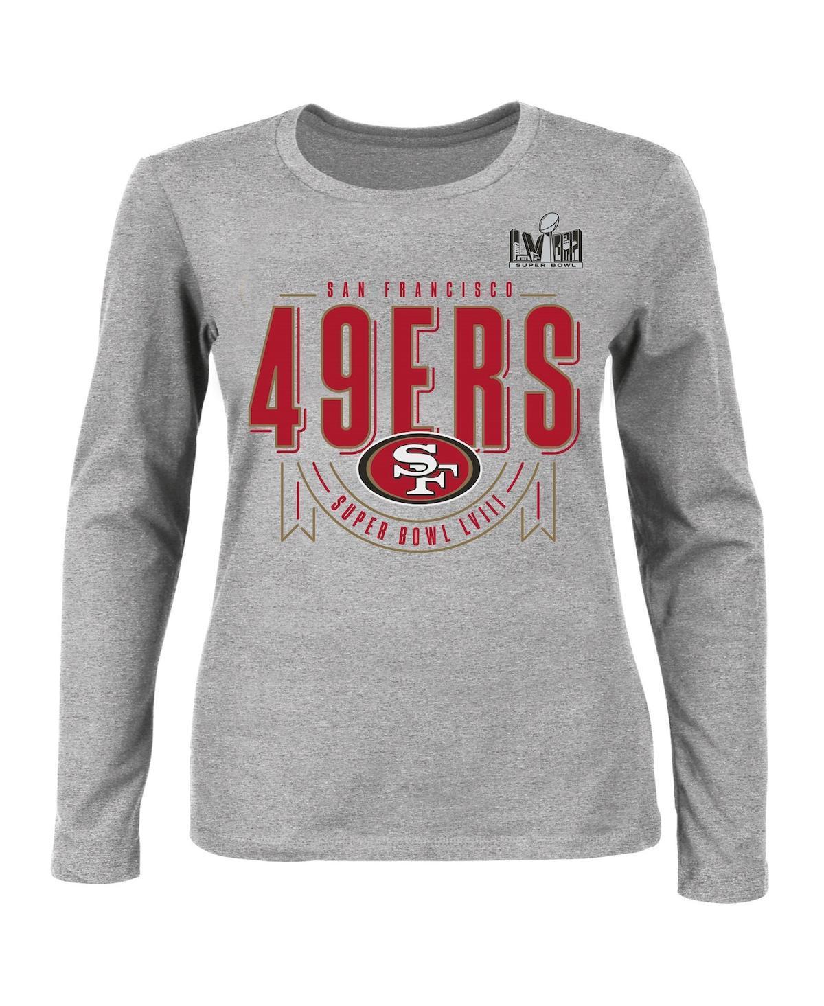 Womens Fanatics Branded Heather Gray San Francisco 49ers Super Bowl LVIII Plus Size Quick Pass Long Sleeve T-Shirt Product Image