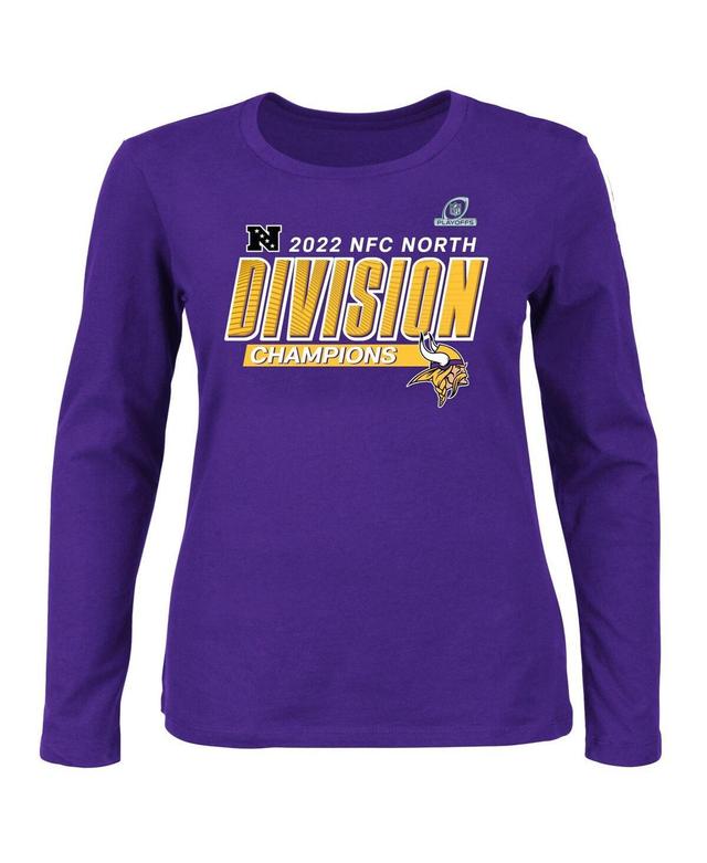 Womens Fanatics Purple Minnesota Vikings Plus Size 2022 Nfc North Division Champions Divide and Conquer Long Sleeve T-shirt Product Image