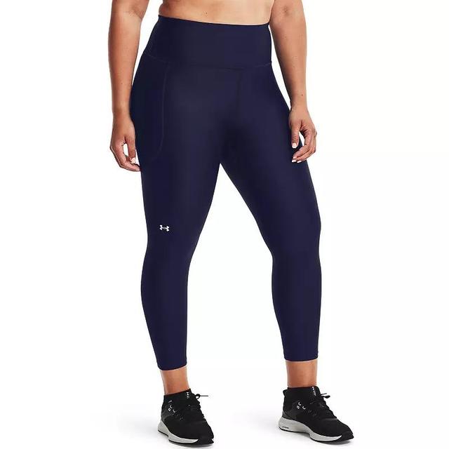 Womens Under Armour Tech High-Waisted Ankle Leggings Black Navy Product Image