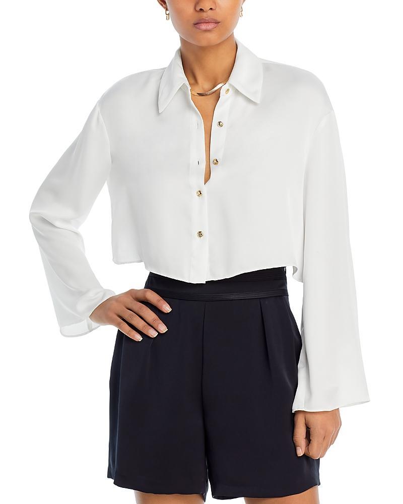 Womens Skyla Satin Crop Shirt Product Image