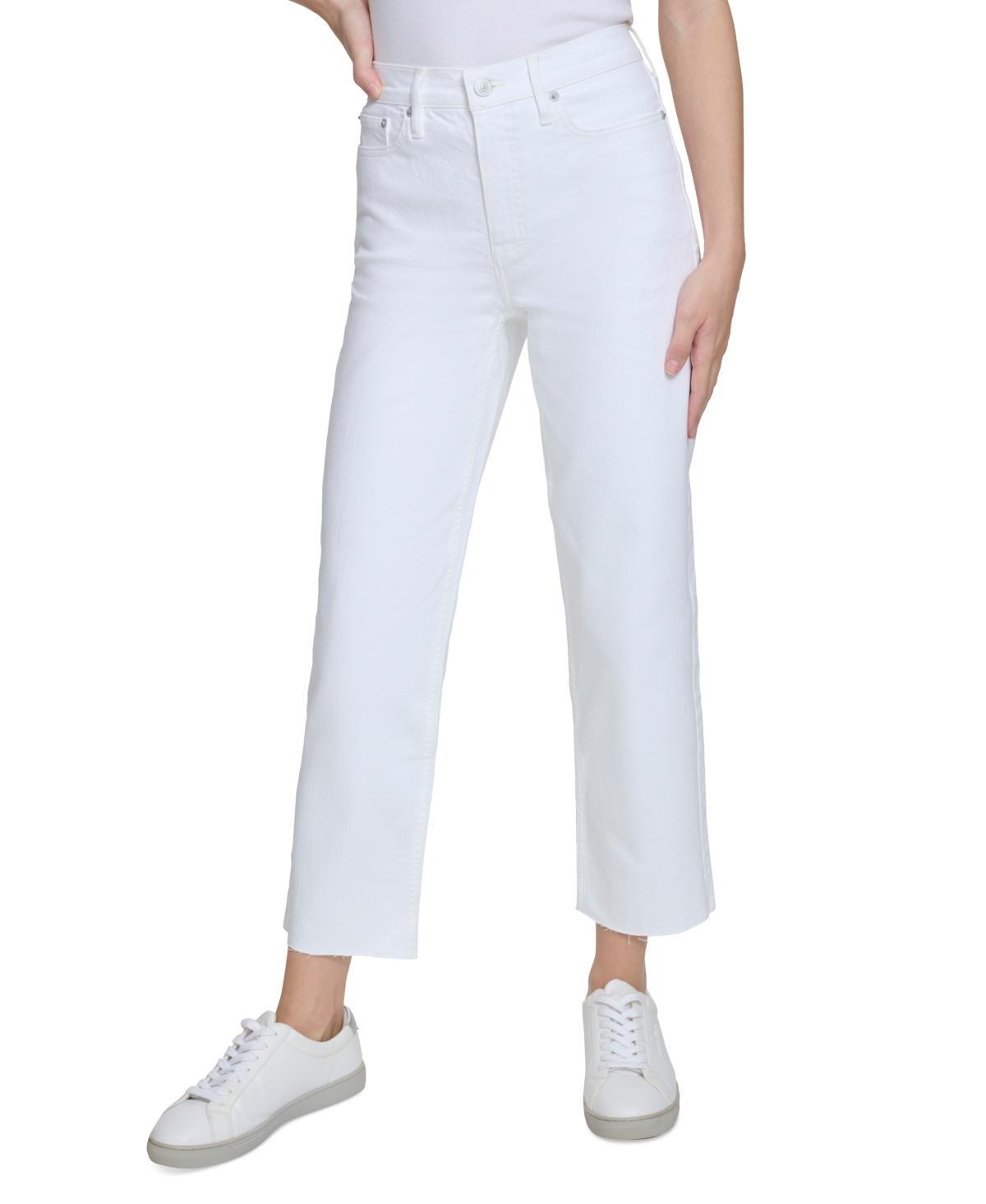 Calvin Klein Jeans Womens Raw-Hem Straight-Leg Denim Jeans Product Image