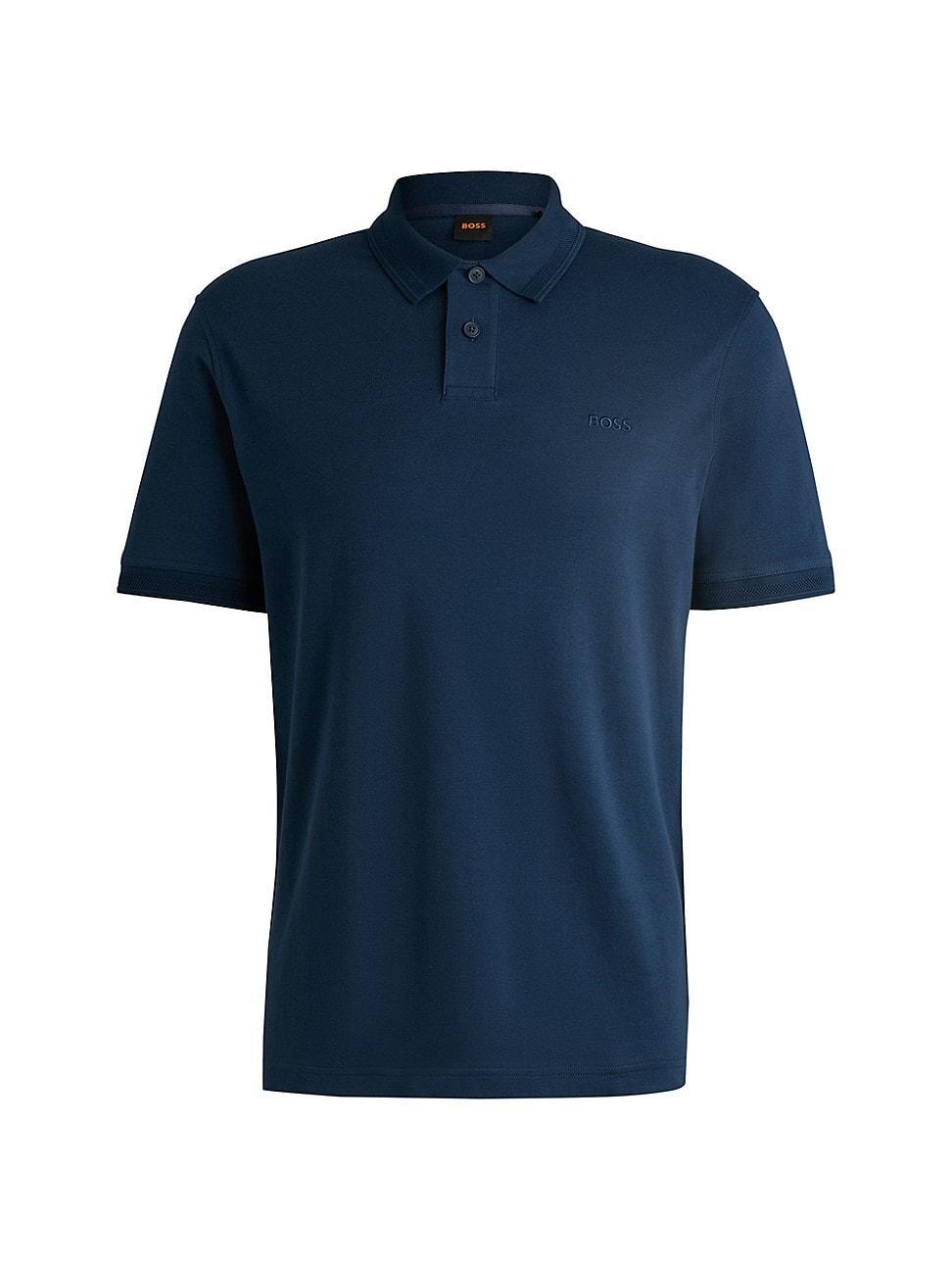 Mens Interlock-Cotton Polo Shirt with Logo Print Product Image