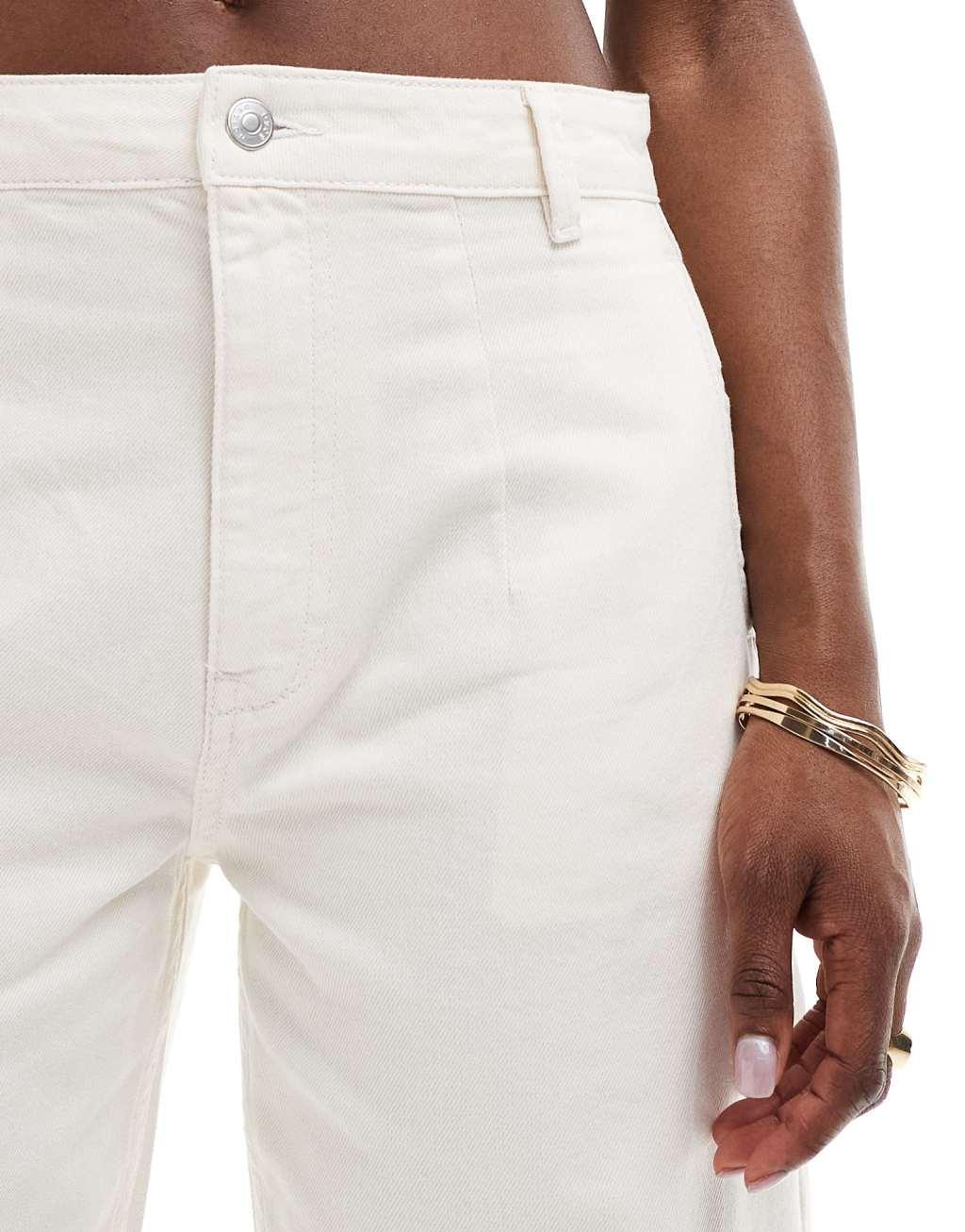 ASOS DESIGN tailored jeans with tapered leg in ecru Product Image