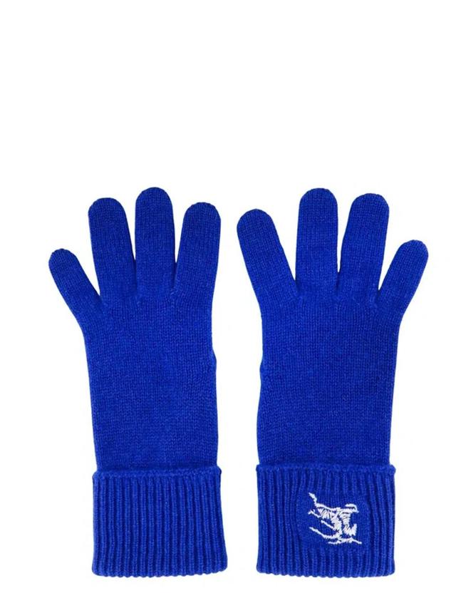 BURBERRY Cashmere Blend Gloves In Blue Product Image