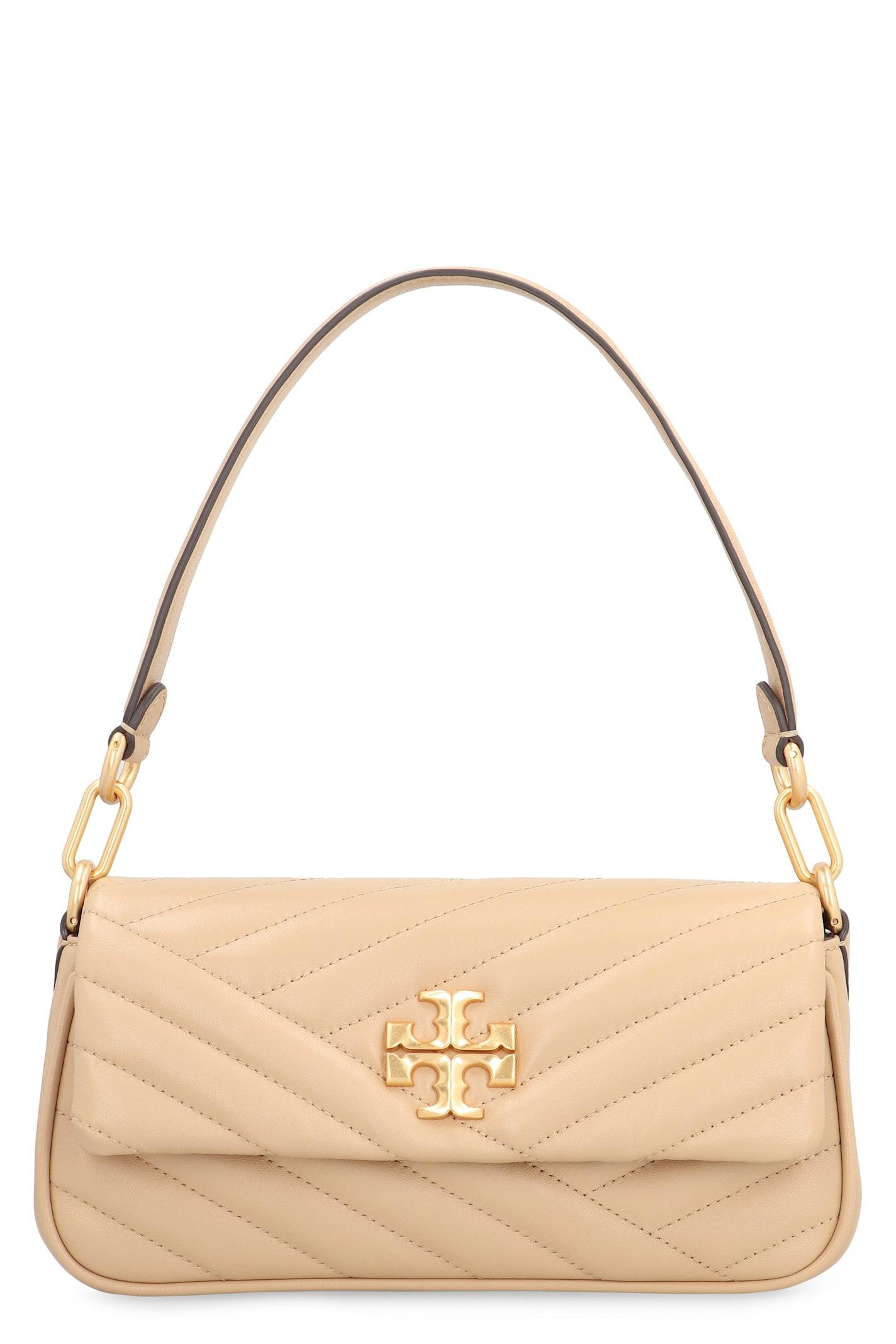 TORY BURCH Small Kira Chevron Leather Shoulder Bag In Beige Product Image