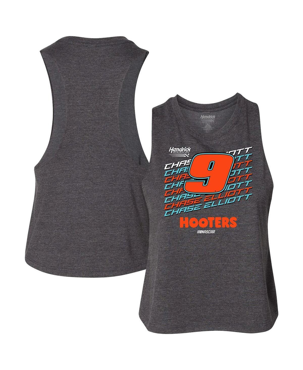 Womens Hendrick Motorsports Team Collection Heather Charcoal Chase Elliott Hooters Racer Back Tank Top Product Image