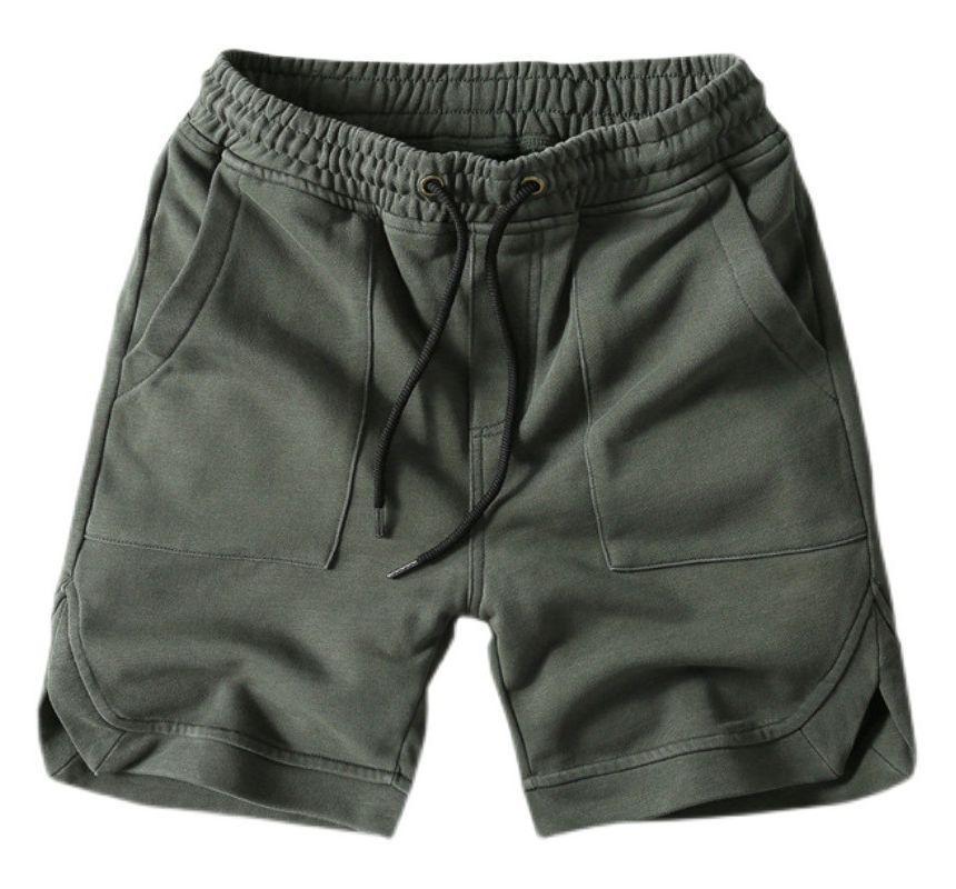 Drawstring Waist Plain Slit Sweat Shorts Product Image