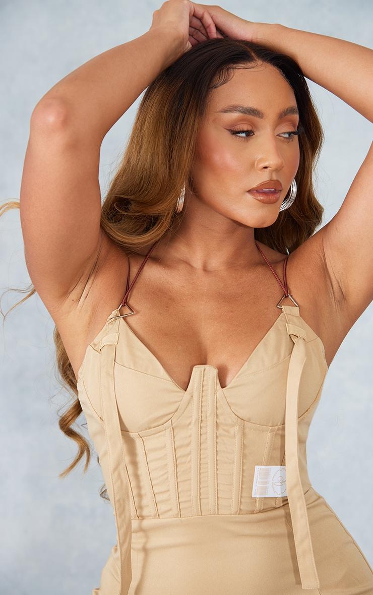 PRETTYLITTLETHING Shape Stone Corset Detail Cargo Midaxi Dress Product Image