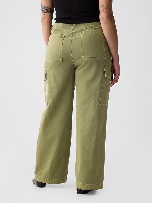 Mid Rise Loose Khaki Cargo Pants Product Image