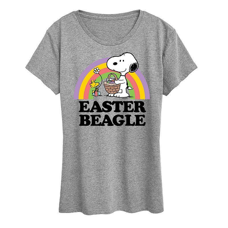 Womens Peanuts Snoopy & Woodstock Easter Beagle Graphic Tee Med Grey Product Image