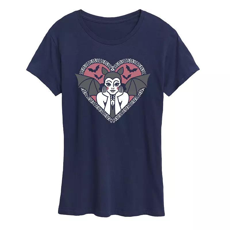 Womens Bat Pinup Graphic Tee Blue Product Image