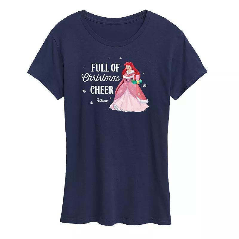 Disney Princess Ariel Women's "Full Of Christmas Cheer" Graphic Tee, Girl's, Size: Small, Green Product Image