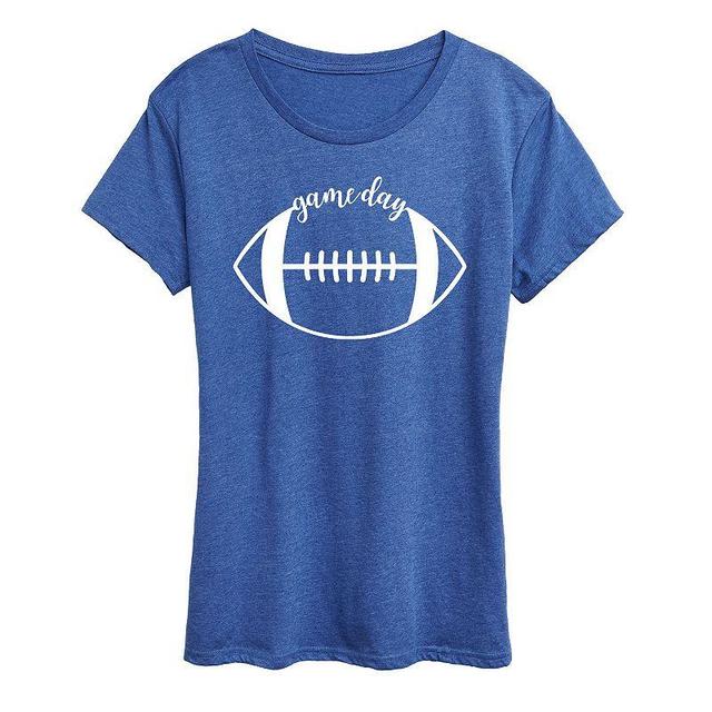 Womens Game Day Football Graphic Tee, Girls Grey Red Product Image