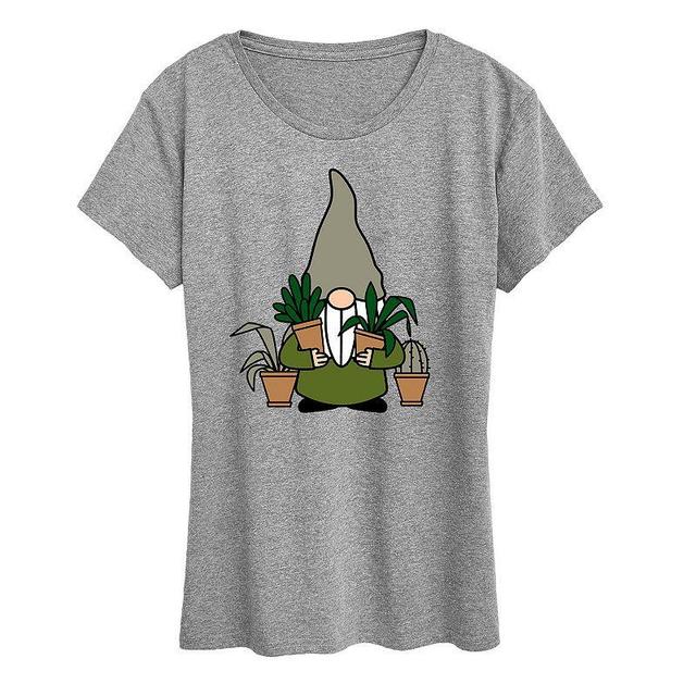 Womens Gnome With Plants Graphic Tee Med Grey Product Image