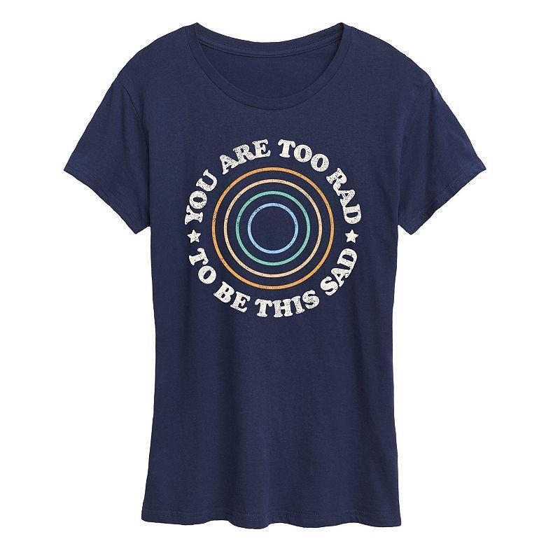 Womens Too Rad To Be Sad Graphic Tee Blue Product Image