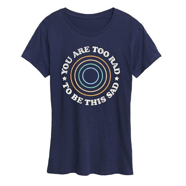 Womens Too Rad To Be Sad Graphic Tee Blue Product Image