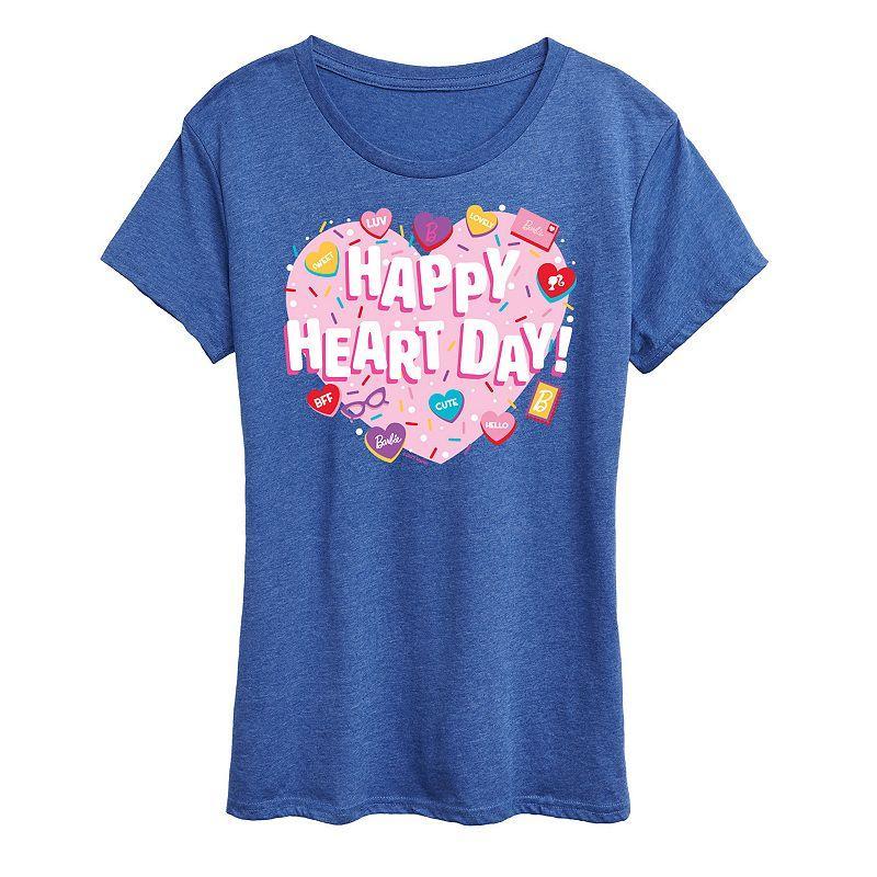 Womens Barbie Happy Heart Day Graphic Tee Grey Blue Product Image