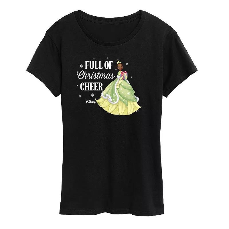 Disney Princess Tiana Womens Full Of Christmas Cheer Graphic Tee, Girls Blue Product Image