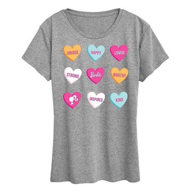 Womens Barbie Candy Hearts Graphic Tee Grey Gray Product Image