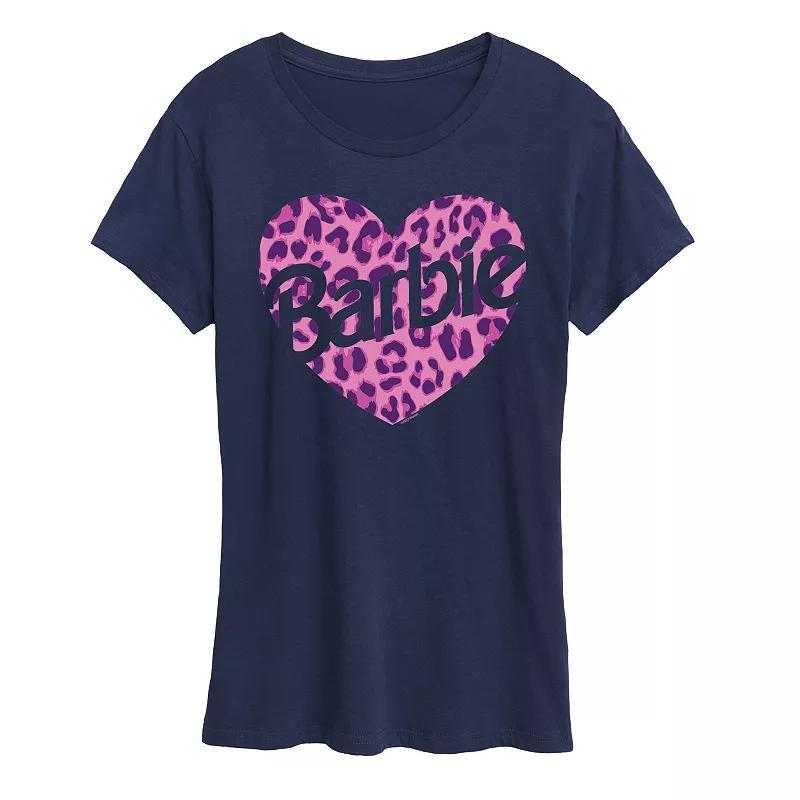 Womens Barbie Leopard Heart Logo Graphic Tee, Girls Product Image