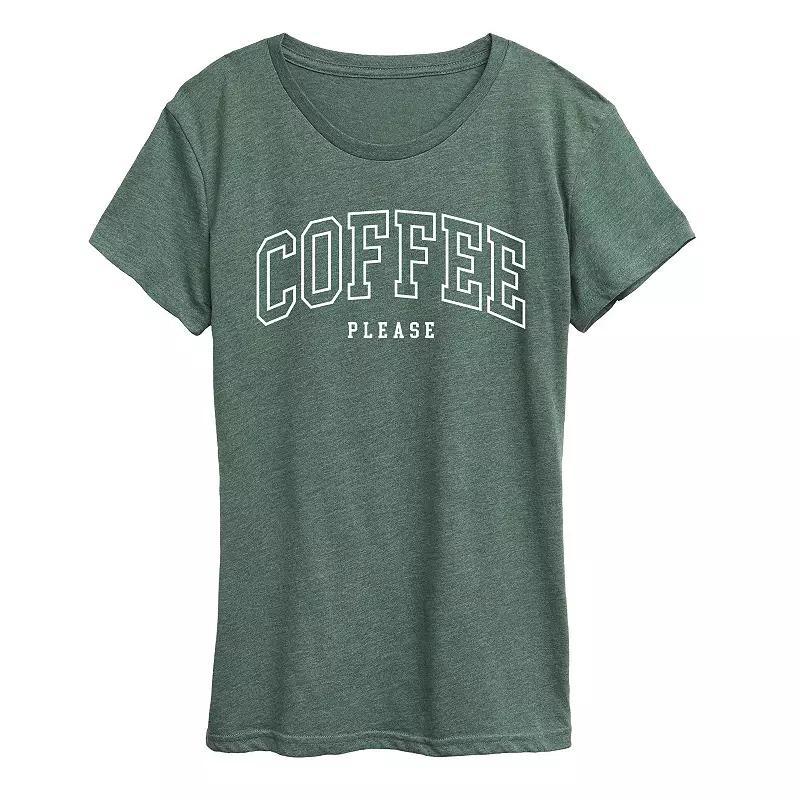 Womens Coffee Please Graphic Tee Green Product Image