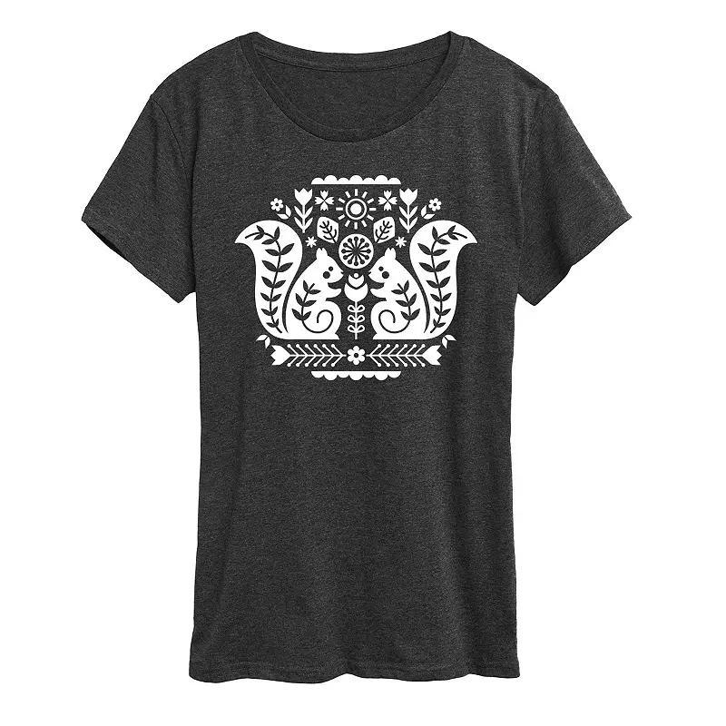 Womens Scandinavian Squirrels Flowy Tee Heather Grey Product Image