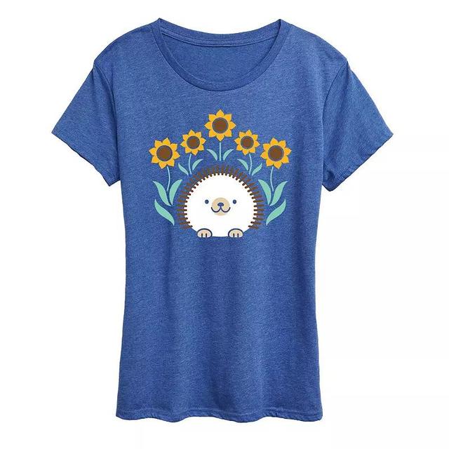 Womens Scandinavian Hedgehog And Sunflowers Flowy Tee Product Image