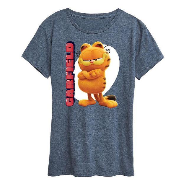 Womens The Garfield Movie Vertical Graphic Tee Grey Blue Product Image