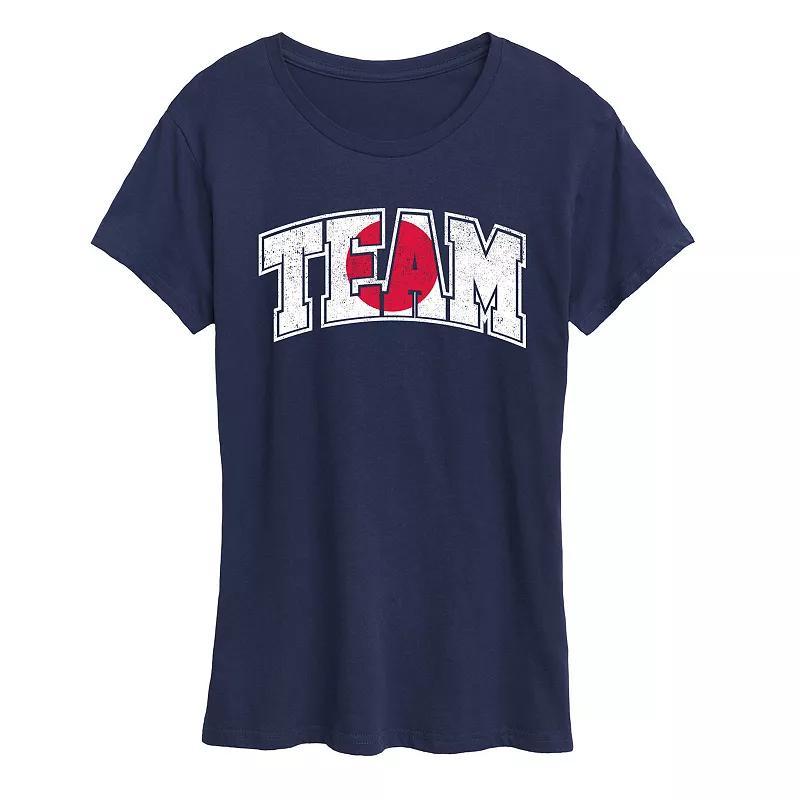 Womens Team Japan Graphic Tee Grey Royal Blue Product Image