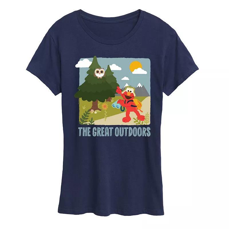 Womens Sesame Street Elmo The Great Outdoor Graphic Tee Blue Product Image