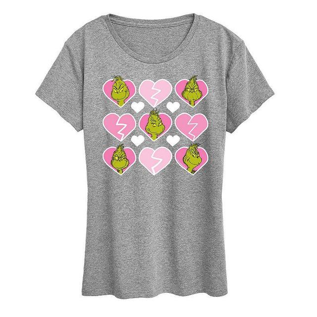 Womens Grinch Broken Heart Grid Graphic Tee Product Image