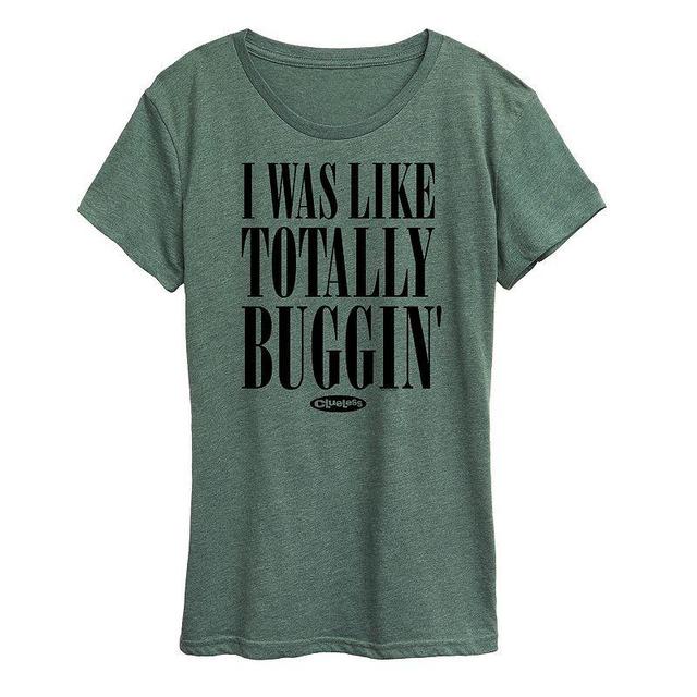 Womens Clueless Totally Buggin Graphic Tee, Girls Grey Green Product Image