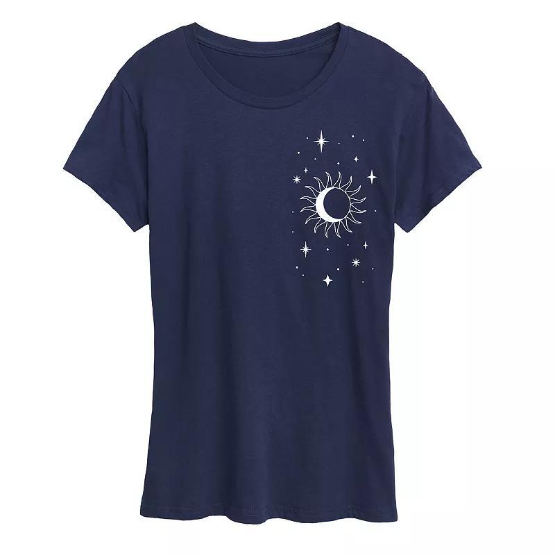 Womens Stars Moon Sun Graphic Tee, Girls Heather Grey Product Image