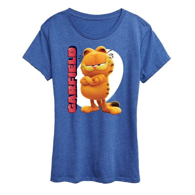 Womens The Garfield Movie Vertical Graphic Tee Grey Blue Product Image