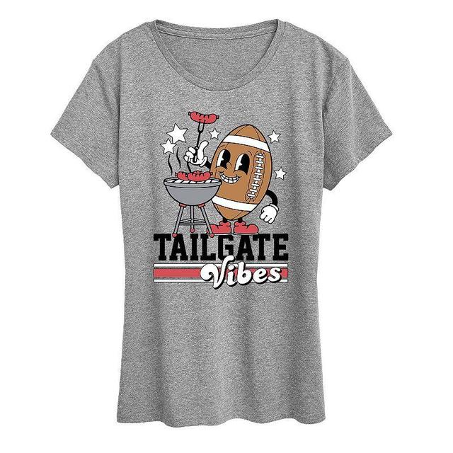 Womens Tailgate Vibes Graphic Tee, Girls Grey Gray Product Image