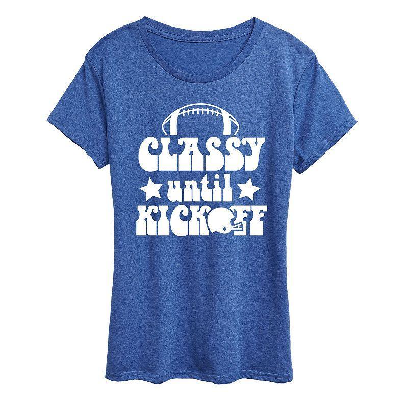 Womens Classy Until Kickoff Graphic Tee, Girls Grey Red Product Image