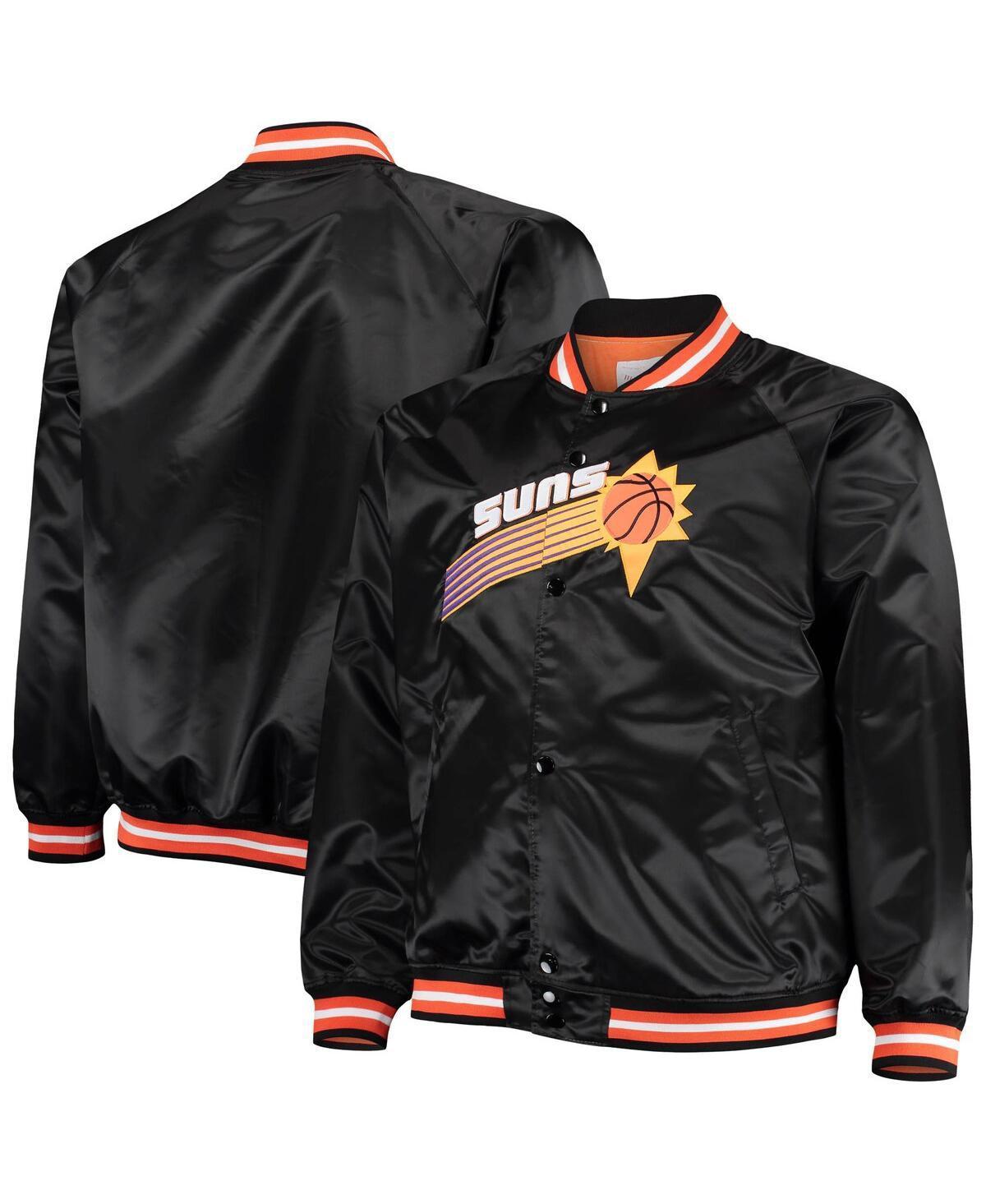 Mens Mitchell & Ness Black Phoenix Suns Big & Tall Hardwood Classics Raglan Satin Full-Snap Jacket Product Image