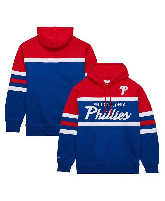 Mitchell & Ness Mens Royal Blue Philadelphia Phillies Head Coach Pullover Hoodie - Royal, Red Product Image